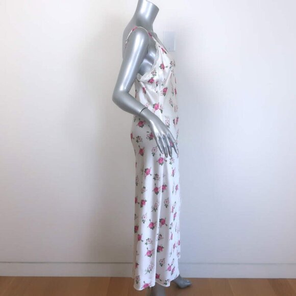 LoveShackFancy x Morgan Lane Stella Slip Dress White Floral Satin Size Large - Picture 4 of 9